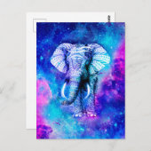 Hipster Elephant Nebula Space Briefkaart (Voorkant / Achterkant)