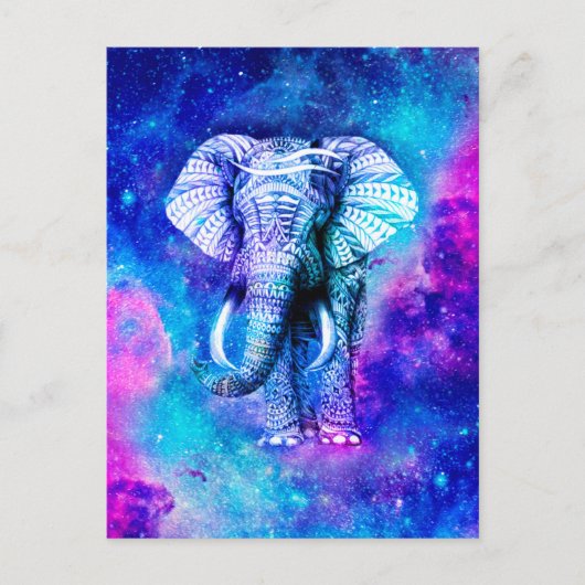Hipster Elephant Nebula Space Briefkaart (Voorkant)