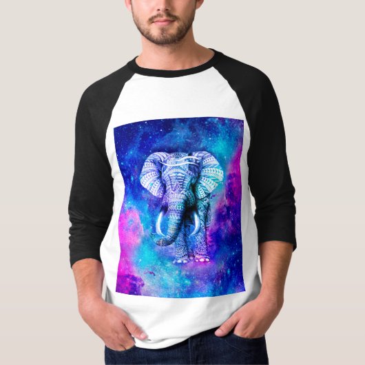 Hipster Elephant Nebula Space T-shirt (Voorkant)