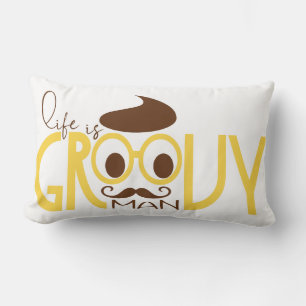 Hipster Eyeglasses Lumbar Pillow Typography Print Kussen
