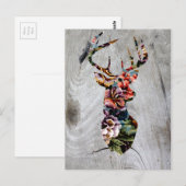 Hipster Floral Deer Head Silhouette Briefkaart (Voorkant / Achterkant)