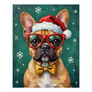 Hipster Franse Bulldog Kerstbril Modern Perfect Poster