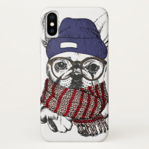 Hipster French Bull Dog iPhone X Hoesje