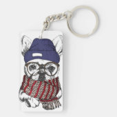 Hipster French Bull Dog Sleutelhanger (achterkant)