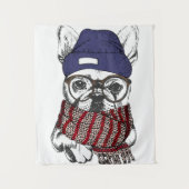 Hipster French Bull Dog Wandkleed (Voorkant)