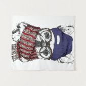 Hipster French Bull Dog Wandkleed (Voorkant (horizontaal))