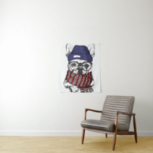 Hipster French Bull Dog Wandkleed