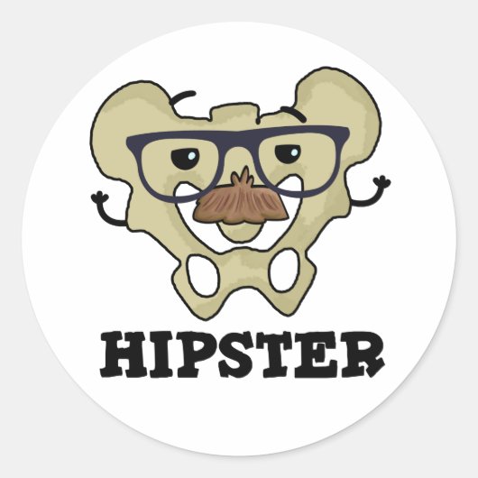 Hipster Funny Hip Bone Anatomy Pun Ronde Sticker (Voorkant)