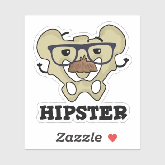 Hipster Funny Hip Bone Anatomy Pun Sticker (Vel)