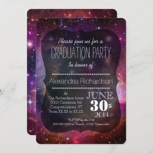 Hipster galaxy outer space Afstudeerfeest Kaart (Voorkant / Achterkant)