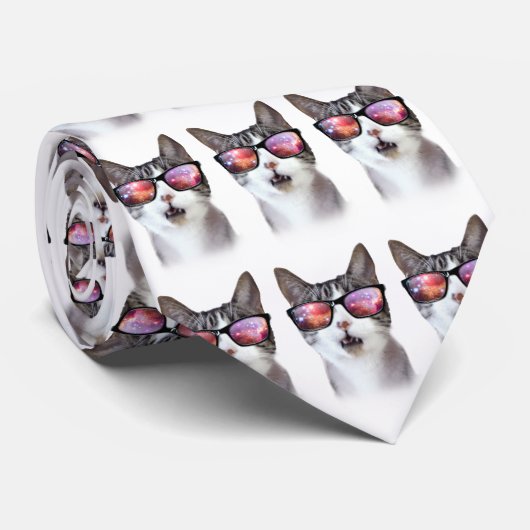 Hipster Galaxy Space Cat Cravate (Roulé)