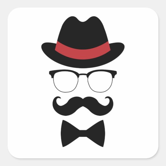 Hipster Gentleman Elements Vierkante Sticker (Voorkant)
