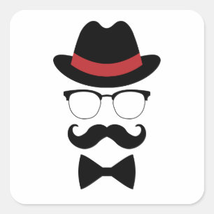 Hipster Gentleman Elements Vierkante Sticker