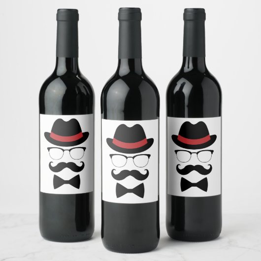 Hipster Gentleman Elements Wijn Etiket (Flessen)