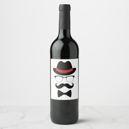 Hipster Gentleman Elements Wijn Etiket (Voorkant)