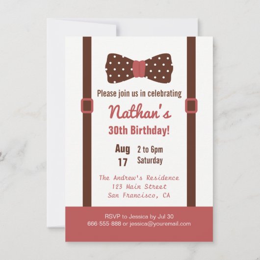 Hipster Gentleman Hommes Invitations de fête d'ann (Dos)