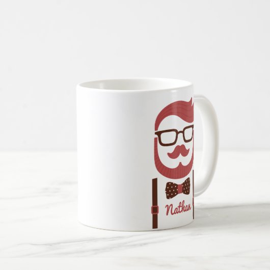 Hipster Gentleman Mustache en Bowtie Mok (Voorkant rechts)