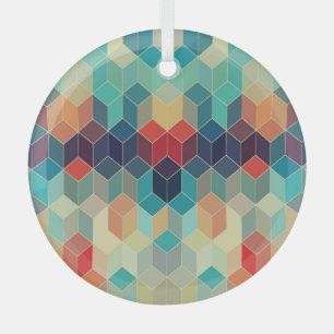 Hipster geometrische blokjes: retro mozaïek achter glas ornament