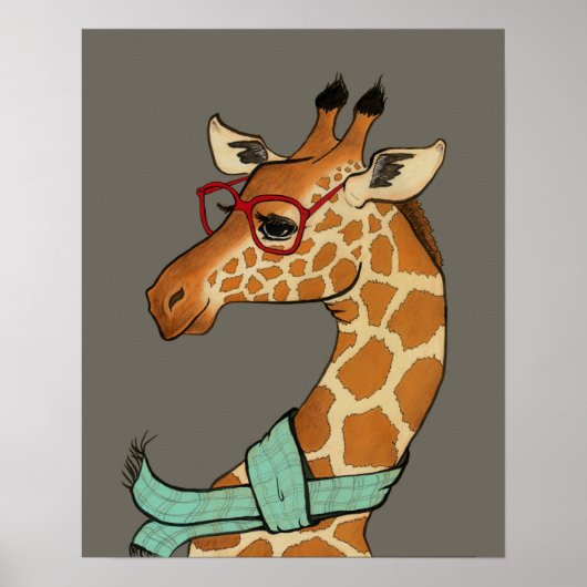 Hipster Giraffe Poster (Voorkant)