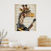 Hipster Giraffe Poster - Rockstar Dieren Muur Kuns (Keuken)