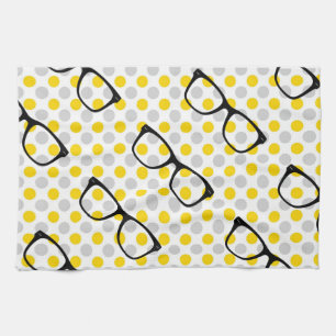 Hipster Glasses Polka Dot Kitchen Towel Theedoek