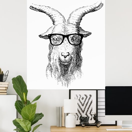 Hipster Goat Poster (Thuiskantoor)