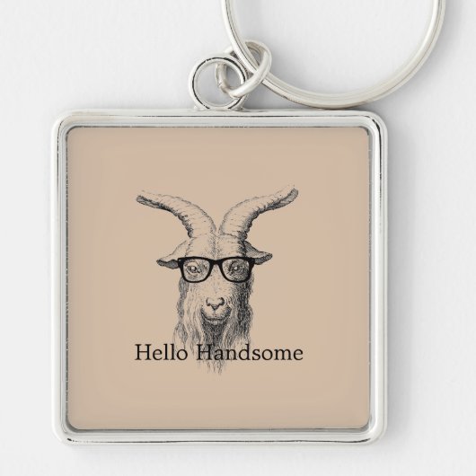 Hipster Goat with Glasses Sleutelhanger (Voorkant)