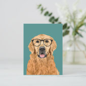 Hipster Golden Retriever Briefkaart (Staand voorkant)