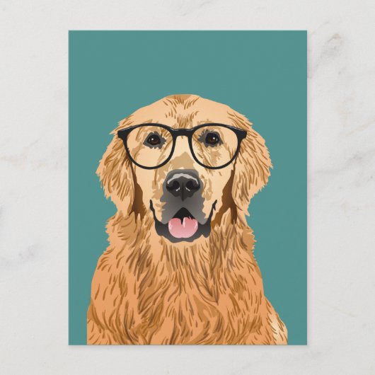 Hipster Golden Retriever Briefkaart (Voorkant)