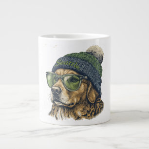 Hipster Golden Retriever Seattle Muts & Bril Extra Grote Beker