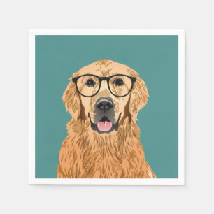 Hipster Golden Retriever Verjaardagspapier Servet