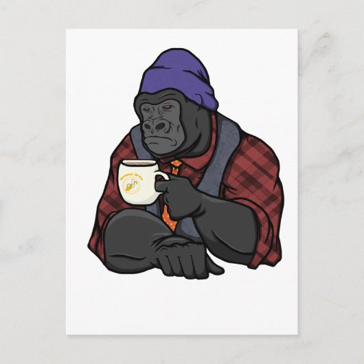 Hipster Gorilla Briefkaart (Voorkant)