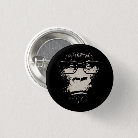 Hipster Gorilla met bril Ronde Button 3,2 Cm (Voorkant /achterkant)
