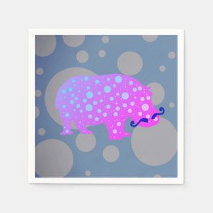 Hipster Hippopotamus Cocktail Papier Servetten
