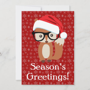 Hipster Holiday Fox met bril Feestdagenkaart