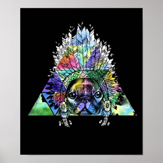 Hipster Indian Pug Dog Poster (Voorkant)