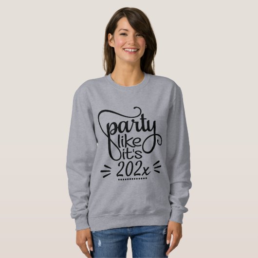 Hipster Joyeux Sweatshirt du Nouvel An - Fête Comm (Devant entier)
