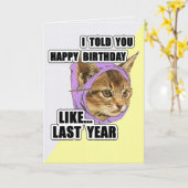 Hipster Kat Deep Quote Happy Birthday Kaart (Gele Bloem)