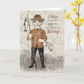 Hipster Kat Vis Thema Grappige Pensionering Kaart (Gele Bloem)