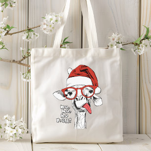 Hipster-kerstGiraffe FEESTDAGEN Tote Bag