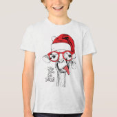 Hipster-kerstGiraffe | FEESTDAGEN Tri-Blend Shirt (Voorkant)