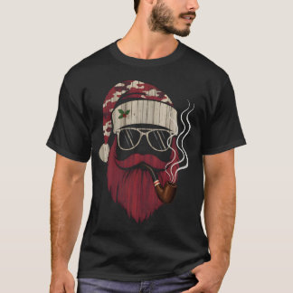 Hipster Kerstman die Pijp Rookt T-shirt