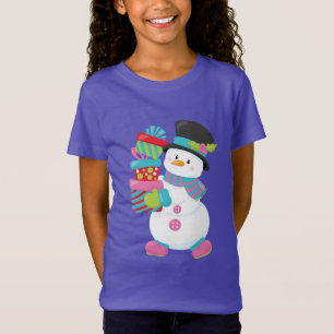 hipster kind sneeuwman vakantie kerstcadeaus t-shirt