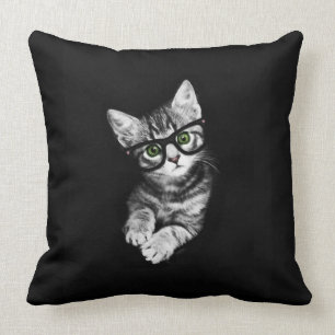Hipster Kitten en Glasses Cat Lover's Sierkussen