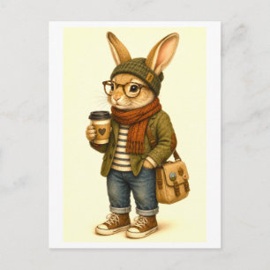 Hipster Konijn Ansichtkaart Briefkaart
