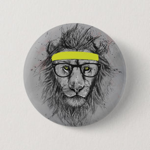 Hipster lion ronde button 5,7 cm