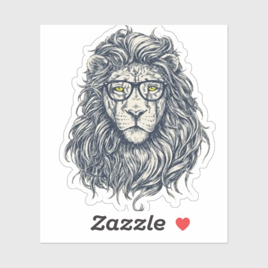 Hipster Lion with Glasses Sticker | Cool Geek King (Vel)