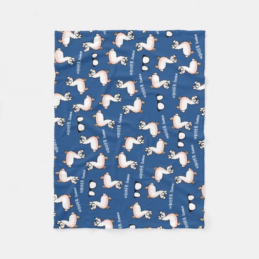 Hipster Llama Madness Fleece Deken (Voorkant)