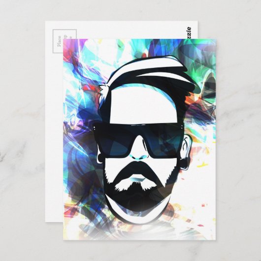 Hipster Man Briefkaart (Voorkant / Achterkant)