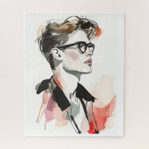 Hipster Man Tekening Legpuzzel